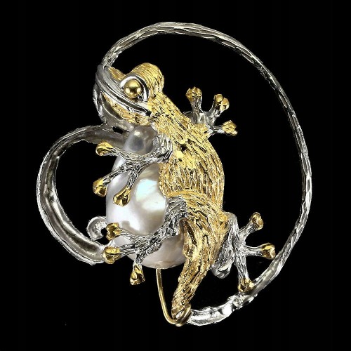 Anhänger Silber Perle 925 natürliches Chamäleon