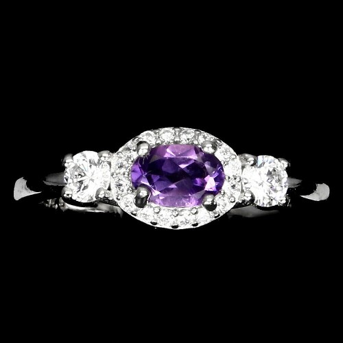 Silberring Amethyst Zirkonia 925 Größe 14,5