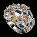 Silberner Aquamarin Ring Größe 15,5 Saphire 2
