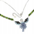 Sterling Silber Diopsid Halskette 925 Natur Vogel