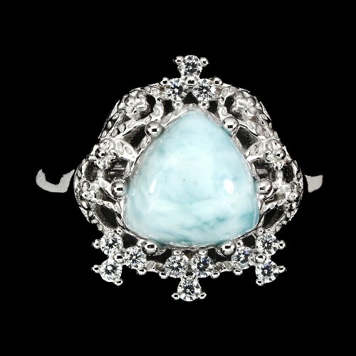 Ring natürliche Larimar Zirkonia 925 Größe 15,5