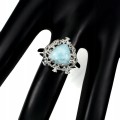 Ring natürliche Larimar Zirkonia 925 Größe 15,5