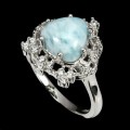 Ring natürliche Larimar Zirkonia 925 Größe 15,5