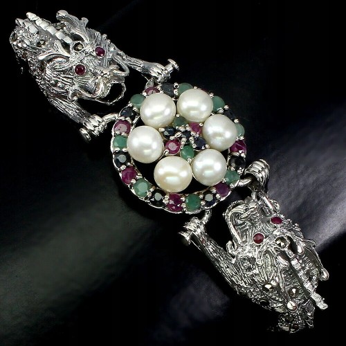Armband natürliche Markasit Smaragde 925 Drache