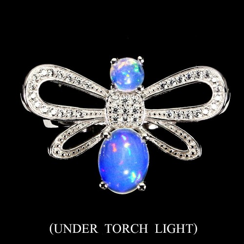 925 Silber Feueropal Ring Größe 16,5 Libelle