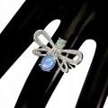 925 Silber Feueropal Ring Größe 16,5 Libelle