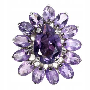 Ring natürliche Amethyste Sterlingsilber Größe 14,5