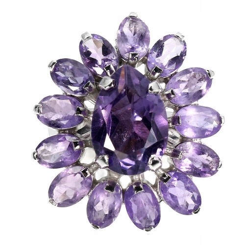 Ring natürliche Amethyste Sterlingsilber Größe 14,5