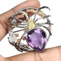 Brosche Natur 31,10 ct Amethyst Spinne Zertifiziert