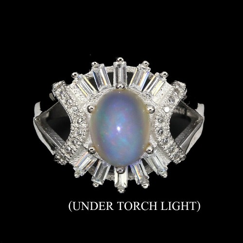 Silberring Feueropal Zirkonia Größe 15,5