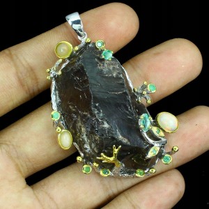 Anhänger Quarz Smaragde Opale zertifiziert