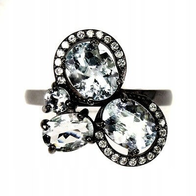 Aquamarin Ring mit Zirkonia Größe 16