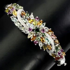 Armband aus natürlichem Granat Turmalin Silber 925