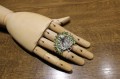 Brosche Periodite (Olivin) Saphir Pfau 925 Silber