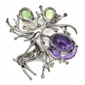 Brosche Amethyst Prehnit Saphire Hirsch 24.68ct