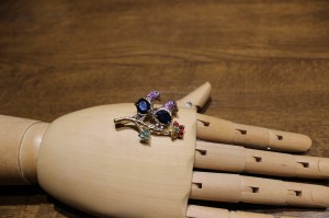 Silberbrosche Songea Saphire Rubine natur 925