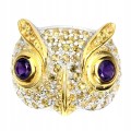 Eule Ring 925 Amethyste Saphire Größe 16 natur