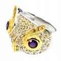 Eule Ring 925 Amethyste Saphire Größe 16 natur
