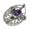 Silberbrosche 29,63 ct Amethyst Saphire Fliege