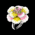 Silberring 925 Emaille Turmalin Blume Größe 17