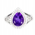 Ring 925 natürliche Amethyst Zirkonia Größe 14