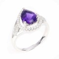 Ring 925 natürliche Amethyst Zirkonia Größe 14