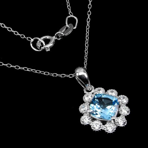 Silberkette 925 Swiss Blue Topas Zirkonia 3