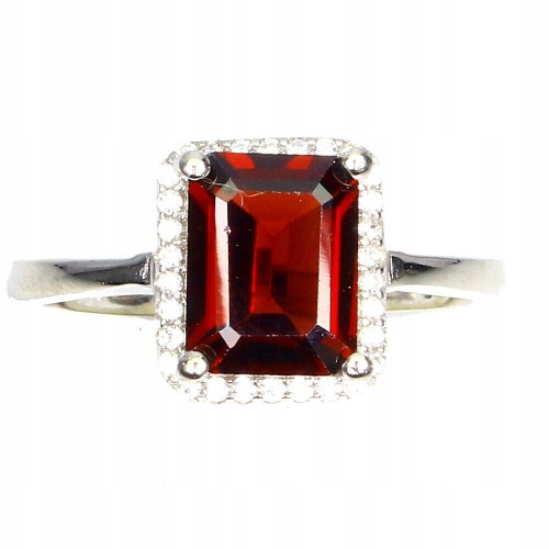 Ring 925 Silber Granat Größe 16,5 Zirkonia