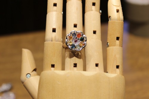 Silver ring (925) sapphires Songea size 13.5 3