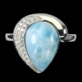 Natural ring with larimar cubic zirconia size 11.5 2