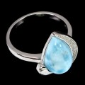 Natural ring with larimar cubic zirconia size 11.5 2