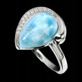 Natural ring with larimar cubic zirconia size 11.5 2