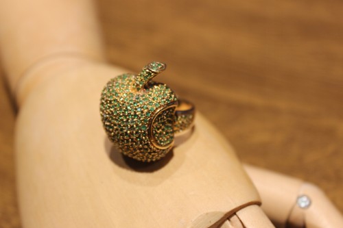 Silver ring apple tsavorite size 15