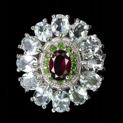 Ring natürlicher Tansanit Granat Größe 15
