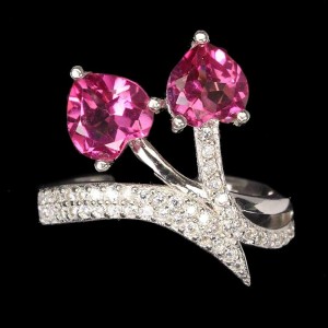 Silberring mit rosa Topas Herz Größe 11,5