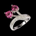 Silberring mit rosa Topas Herz Größe 11,5