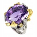 Ring Amethyst 27,34 ct Saphire Silber Größe 16