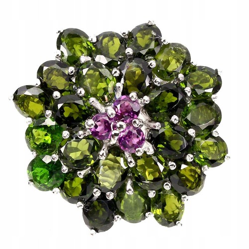 Ring natürliche Rhodolithe Größe 16,5 Diopside