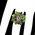 Ring natürliche Rhodolithe Größe 16,5 Diopside