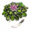Ring natürliche Rhodolithe Größe 16,5 Diopside