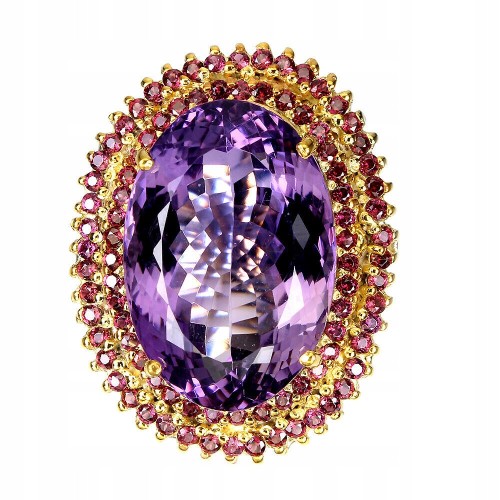 Ring Amethyst 34,86 ct Granat Silber Größe 20,5