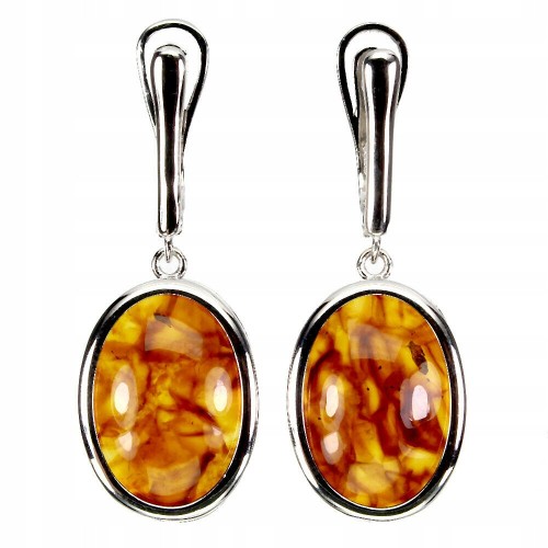 Silberohrringe Natur Bernstein 925 3
