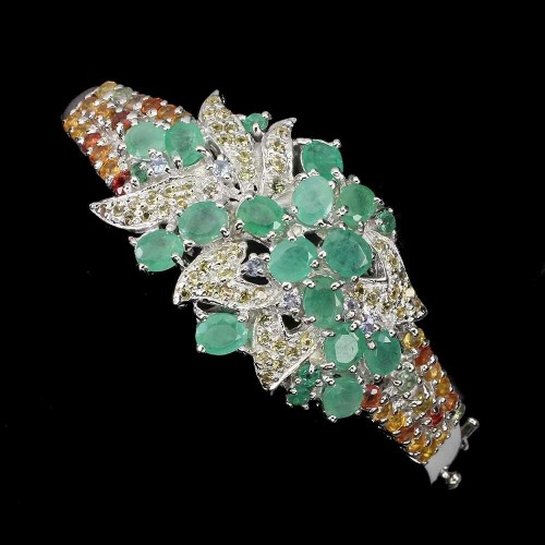 Armband natürliche Smaragde 925 schöne Saphire