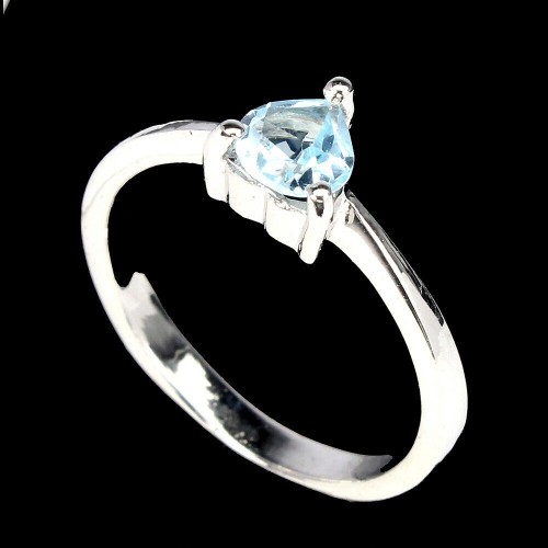 Ring 925 Silber Sky Blue Topas Größe 11 Herz