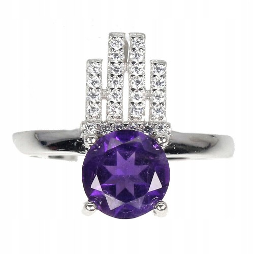 Silberring natürlicher Amethyst Zirkonia Größe 16,5 2