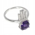 Silberring natürlicher Amethyst Zirkonia Größe 16,5 2