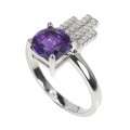 Silberring natürlicher Amethyst Zirkonia Größe 16,5 2
