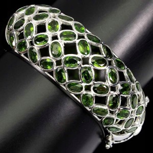Silberarmband natürliche Diopside 3