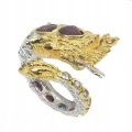 Sapphires ring, silver 925, Thai dragon, size 15.5