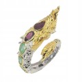 Sapphires ring, silver 925, Thai dragon, size 15.5